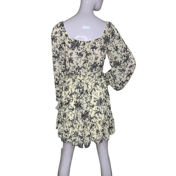 Floral Print Mini Dress NWOT Long Sleeve Tie and Hidden Zipper on Back Size M - Picture 7 of 14